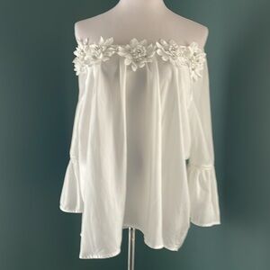 Hilary Radley for Katherine Barclay size L embellished blouse, rhinestones